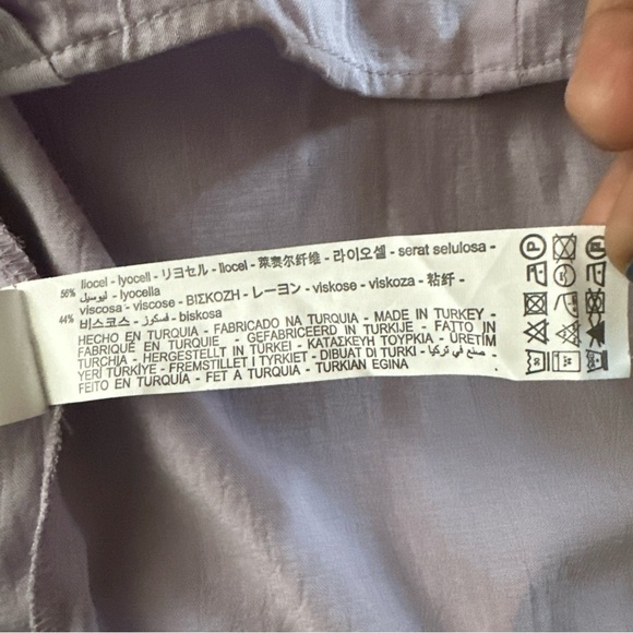 Zara Shirt Womens Small Lavender Front Tie Knot Blouse Crop Lightweight Boho - Picture 13 of 14